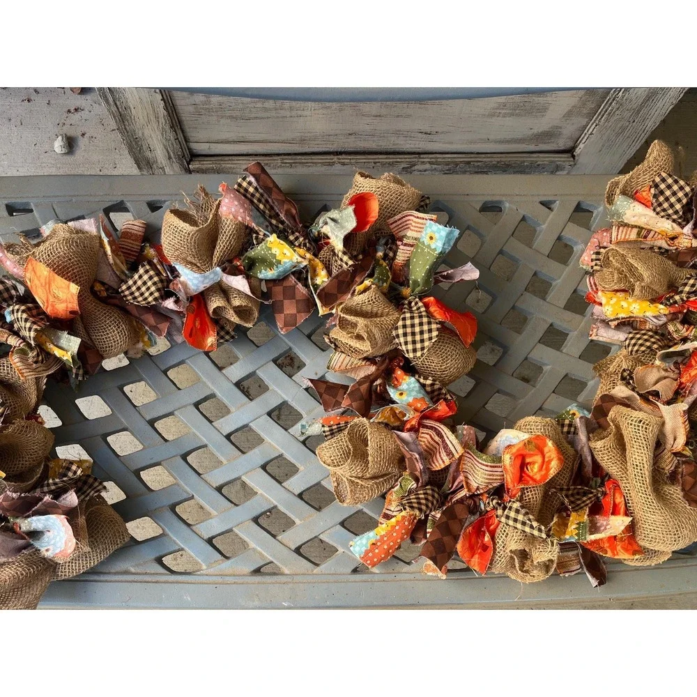 Fall rag garland / harvest / holiday / burlap/ farmhouse / rustic